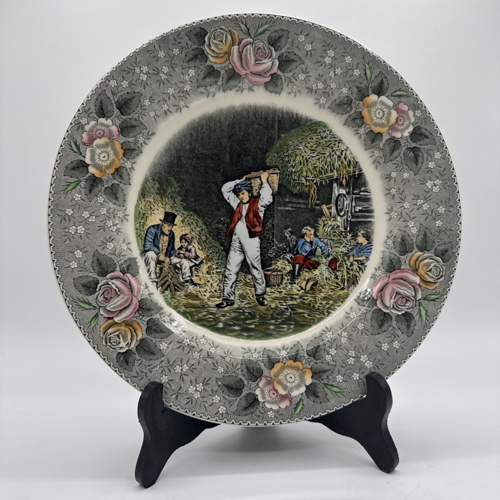 Vintage Currier Adams  B. Altman "Husking" Dinner Plate 10.5 in